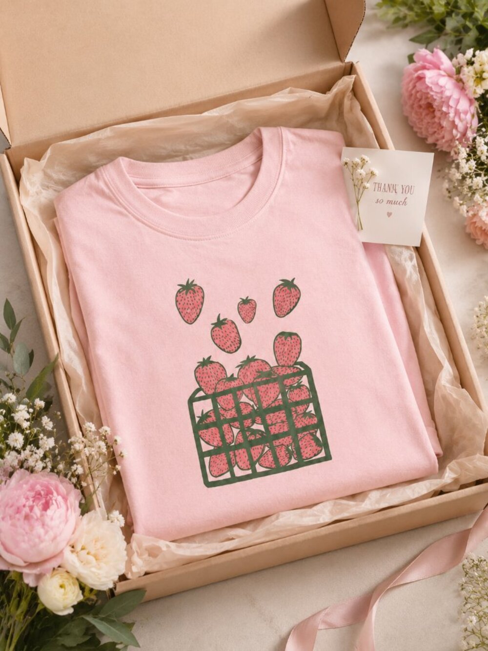 🍓 Strawberry Screen Printed T-Shirt 🍓